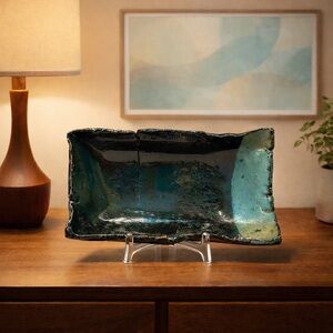 MCM Handcrafted Art Pottery Studio Ceramic Rectangular Bowl Tray #0105267